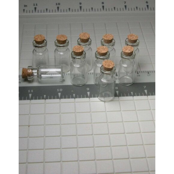 Miniature Glass Vials, Bag of 10, Crafting, Small Glass Bottles - Picture 2 of 2